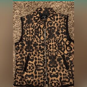 Animal Print Vest in Black and Tan